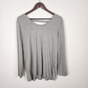 Athleta‎ Long Sleeve Open Back Made In USA Gray Top Women's Size XL